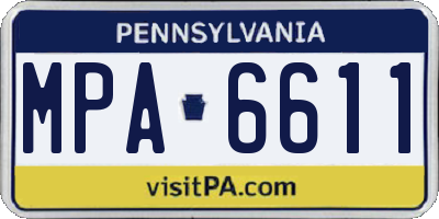 PA license plate MPA6611