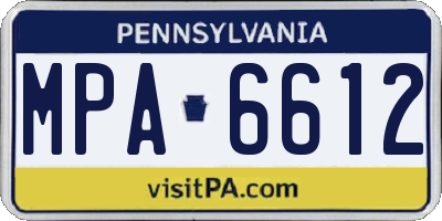 PA license plate MPA6612