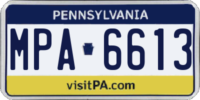 PA license plate MPA6613