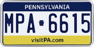 PA license plate MPA6615