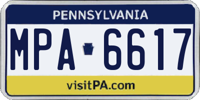 PA license plate MPA6617