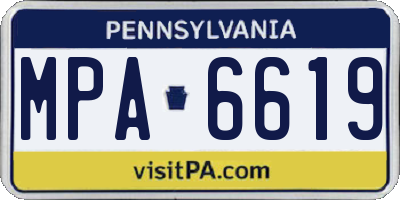 PA license plate MPA6619