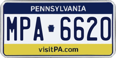 PA license plate MPA6620