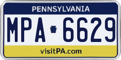 PA license plate MPA6629