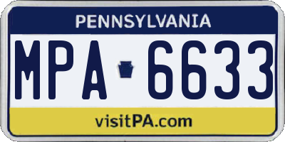 PA license plate MPA6633