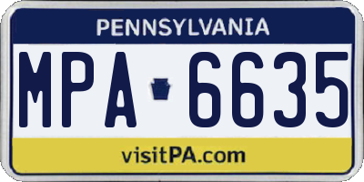 PA license plate MPA6635