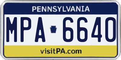 PA license plate MPA6640