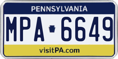 PA license plate MPA6649