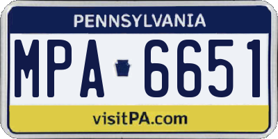 PA license plate MPA6651