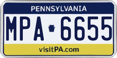 PA license plate MPA6655