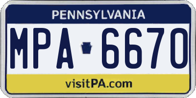 PA license plate MPA6670
