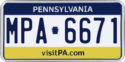 PA license plate MPA6671