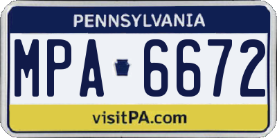 PA license plate MPA6672