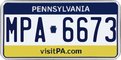 PA license plate MPA6673