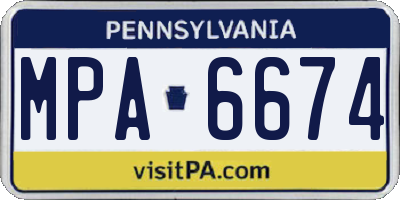 PA license plate MPA6674