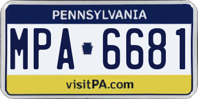 PA license plate MPA6681