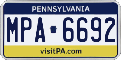 PA license plate MPA6692