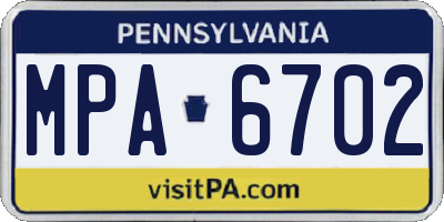 PA license plate MPA6702