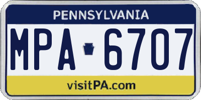 PA license plate MPA6707