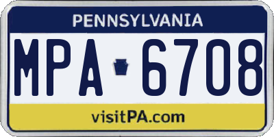 PA license plate MPA6708