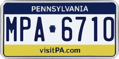 PA license plate MPA6710