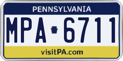 PA license plate MPA6711