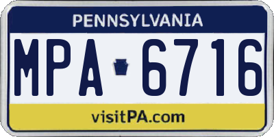 PA license plate MPA6716