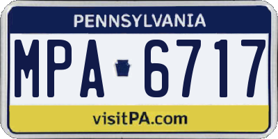 PA license plate MPA6717