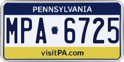 PA license plate MPA6725