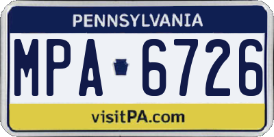 PA license plate MPA6726