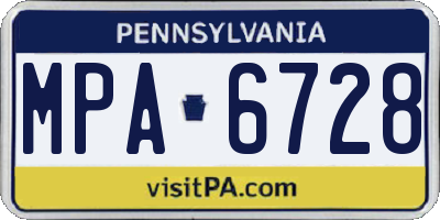 PA license plate MPA6728