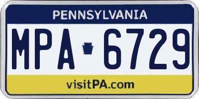 PA license plate MPA6729