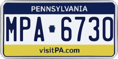 PA license plate MPA6730