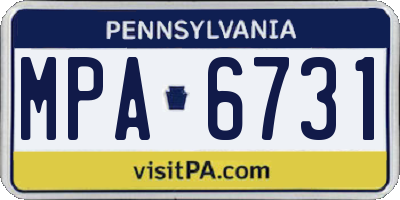 PA license plate MPA6731