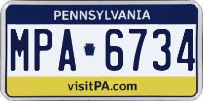 PA license plate MPA6734