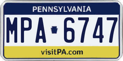 PA license plate MPA6747