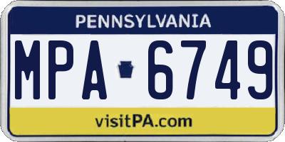 PA license plate MPA6749