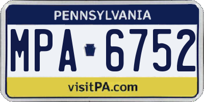 PA license plate MPA6752