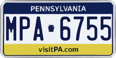 PA license plate MPA6755