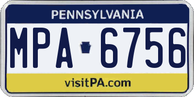 PA license plate MPA6756