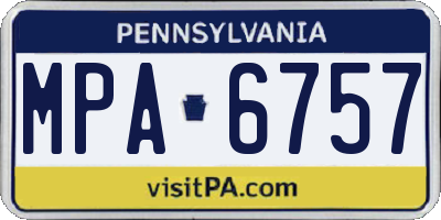 PA license plate MPA6757