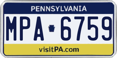PA license plate MPA6759