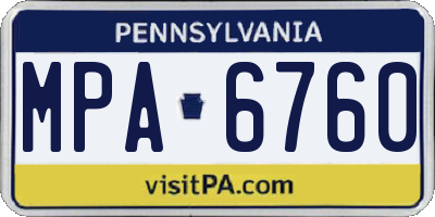 PA license plate MPA6760