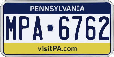 PA license plate MPA6762