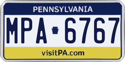 PA license plate MPA6767