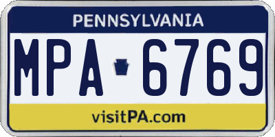 PA license plate MPA6769