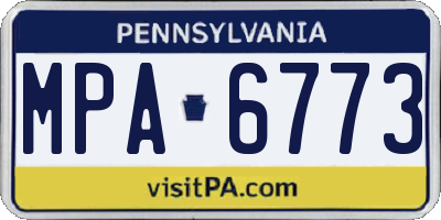 PA license plate MPA6773