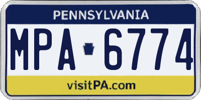PA license plate MPA6774