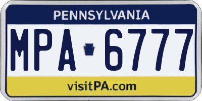 PA license plate MPA6777