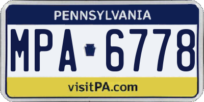 PA license plate MPA6778